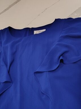 J. Howard Royal Blue Ruffle Lightweight Summer Flattering Midi Dress Size 14